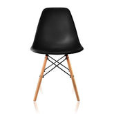 Black Eames Dining Side Chair – DSW model with wooden dowel legs and molded plastic seat